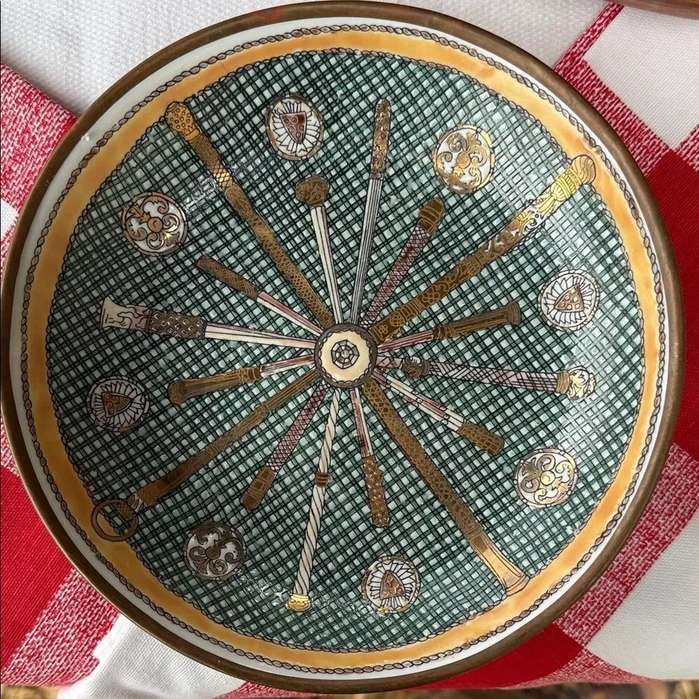Artisan Green and Gold Patterned Bowl